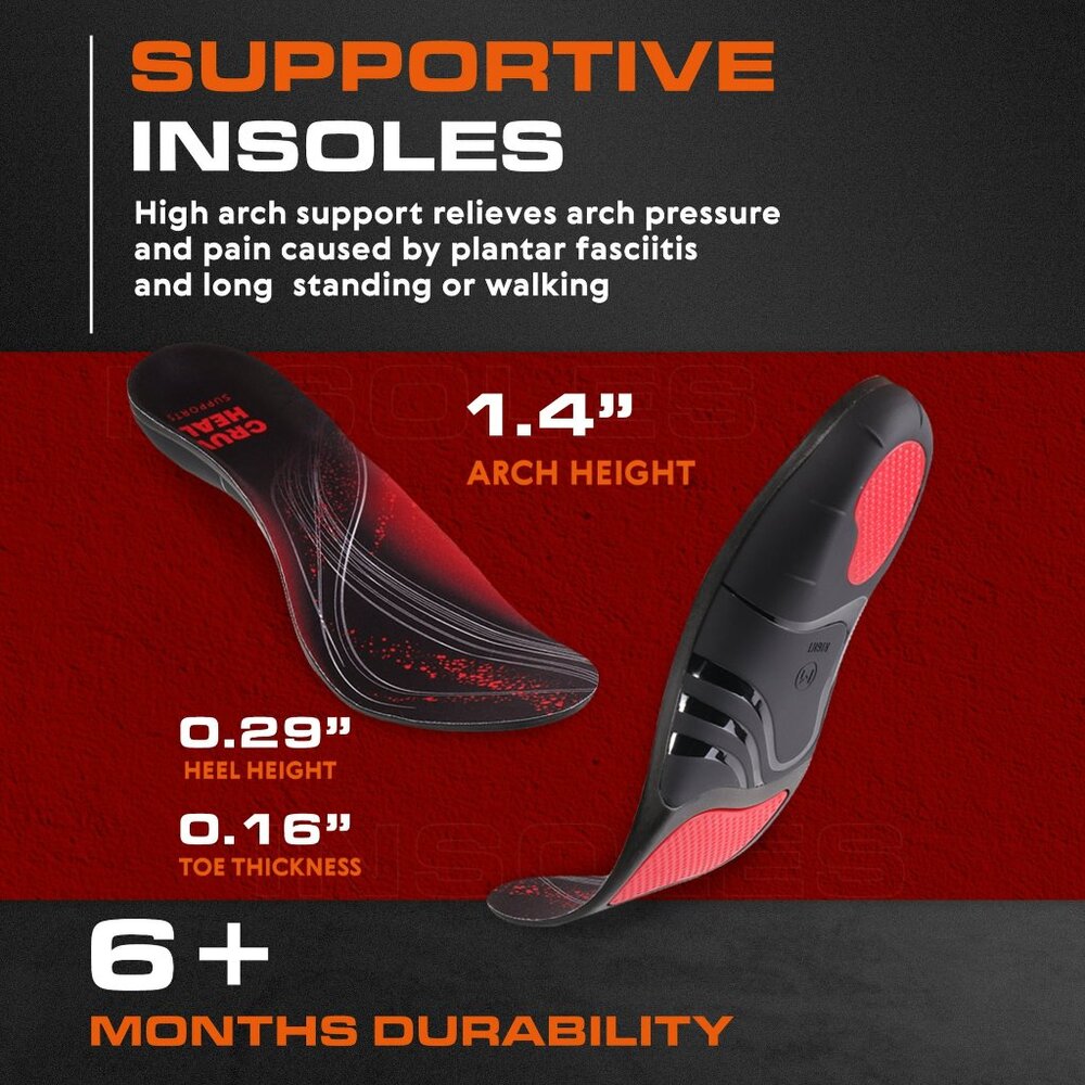 Cruv Heal Orthotic Insoles Cushioned Arch Support Boot Shoe Insoles Sz L